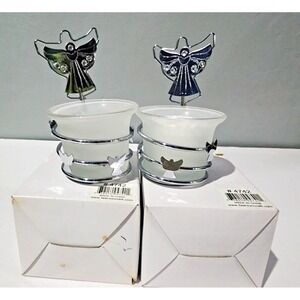 NEW Set of 2 Angel Card Holder Candle Stand with One Candle